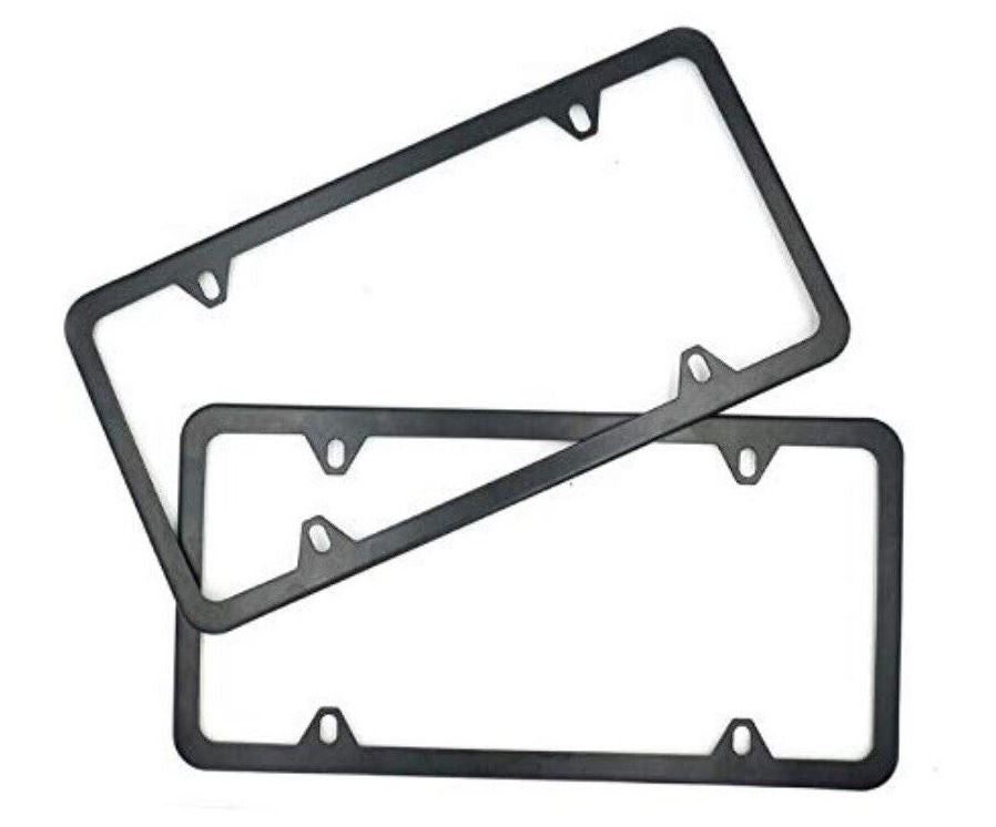 2-Piece Car License Plate Frame Cover Cap Trunk Ultra-Thin Metallic Black Suitable for BMW