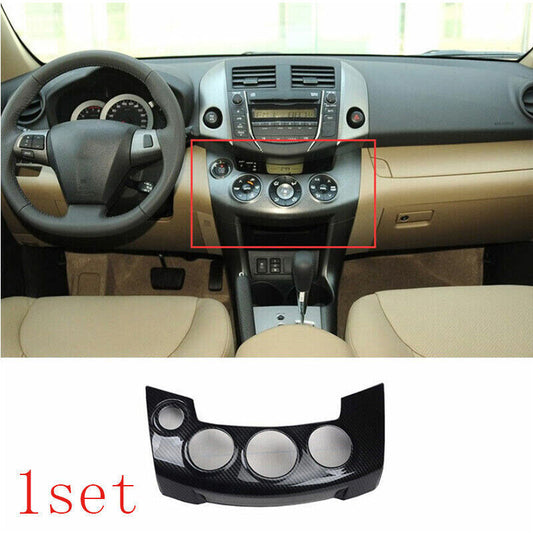 Console AC Button Control Cover Trim for Toyota RAV4 2009-2013 Carbon Fiber ABS