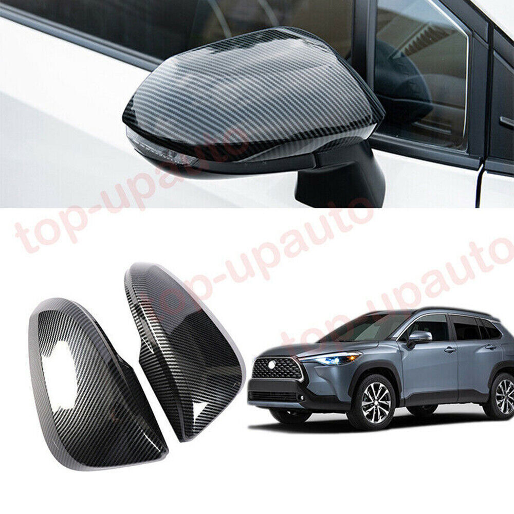 for Toyota for Corolla Cross 2020-2023 Carbon Side Rearview Mirror Cover Trim Caps
