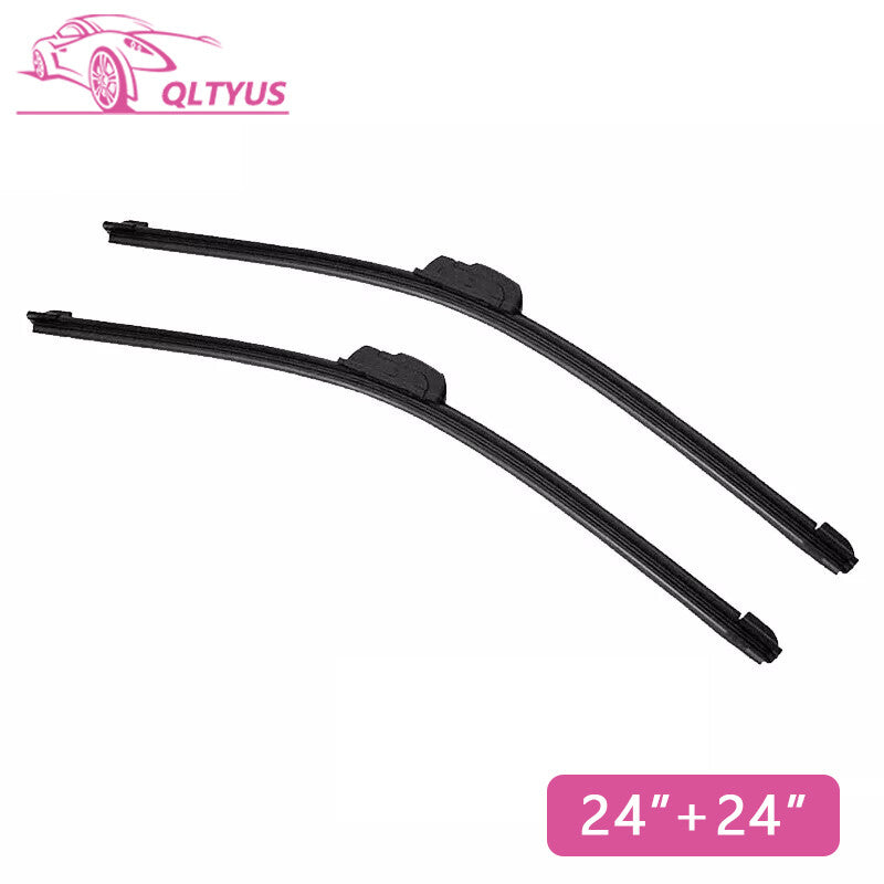 24 +24 Front Windshield Wiper Blades J-hook Bracketless Frameless All-Seasons