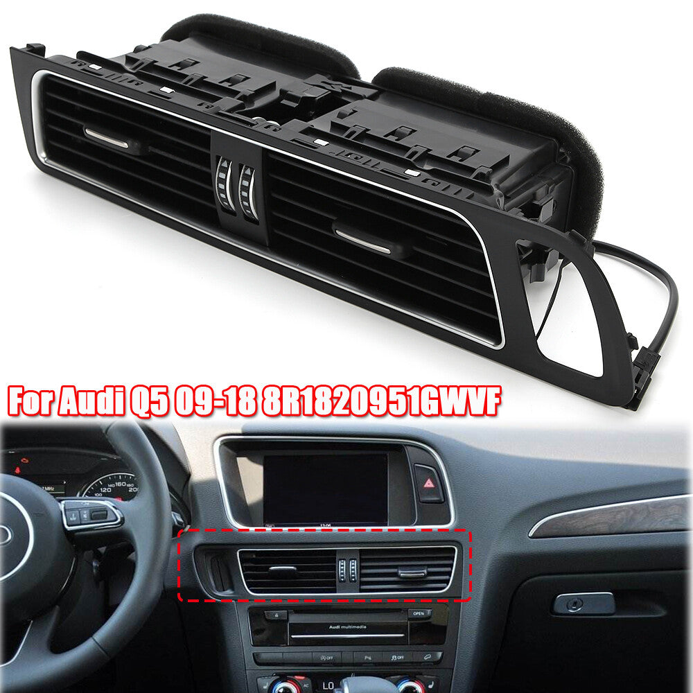 Front dashboard center AC ventilation grille protective cover frame for 2009-2017 for Audi Q5, black.