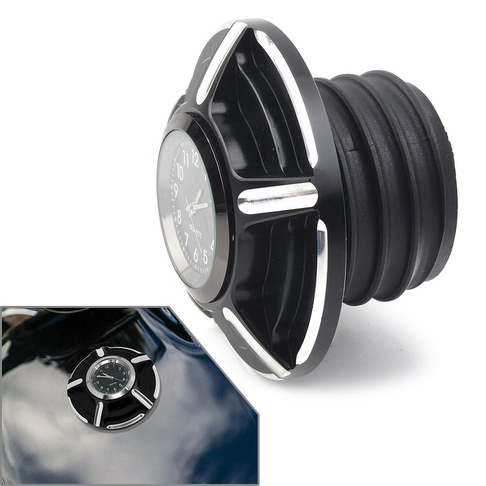 Motorcycle Billet Aluminum Gas Cap Fuel Tank Cover with Watch for Harley