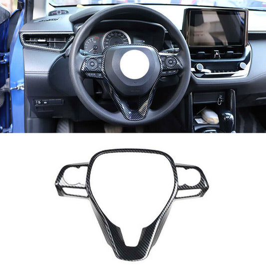for Toyota for Corolla Cross 22-24 Carbon Fiber Look Steering Wheel Frame Cover Trim