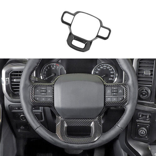 for Ford F150 F-150 2021-2023 Carbon Fiber Inner Steering Wheel Frame Cover Trim