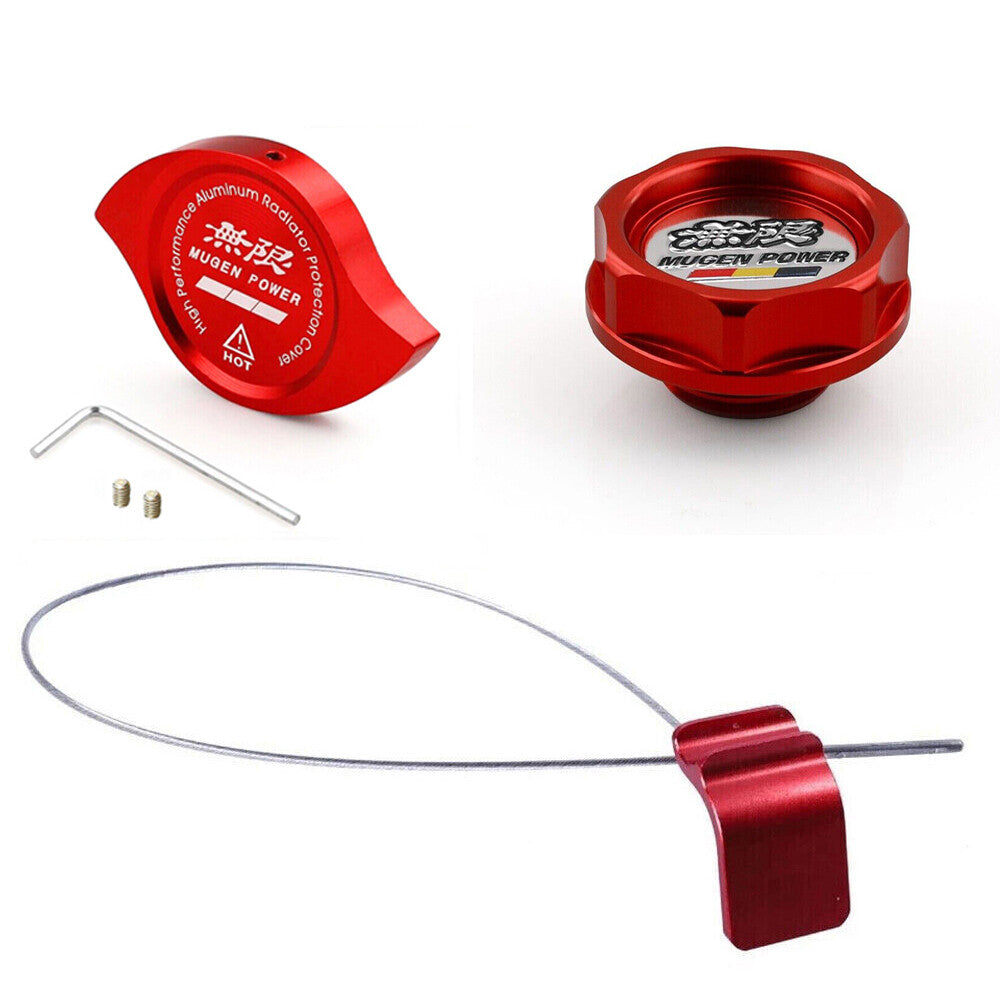 Oil Filler Cap+ Radiator Cap+ Oil Dipstick for Honda for Acura K20 K Series Red