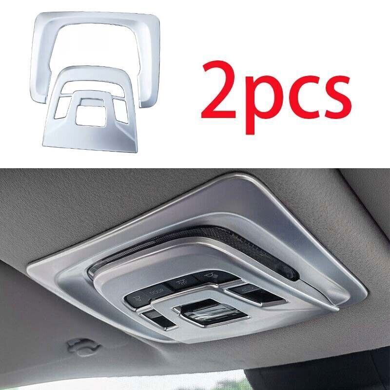 2X Front Reading Light Matte Silver Cover Trim for Toyota Highlander 2020-2024
