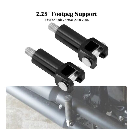 Black 2.25 Passenger Foot Pegs Support Mount for Harley Softail Fat Boy 00-2006