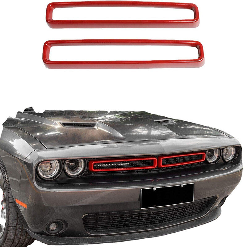 2pc Front Grille Radiator Grille Inserts Grillwork Trim for Dodge for Challenger Red