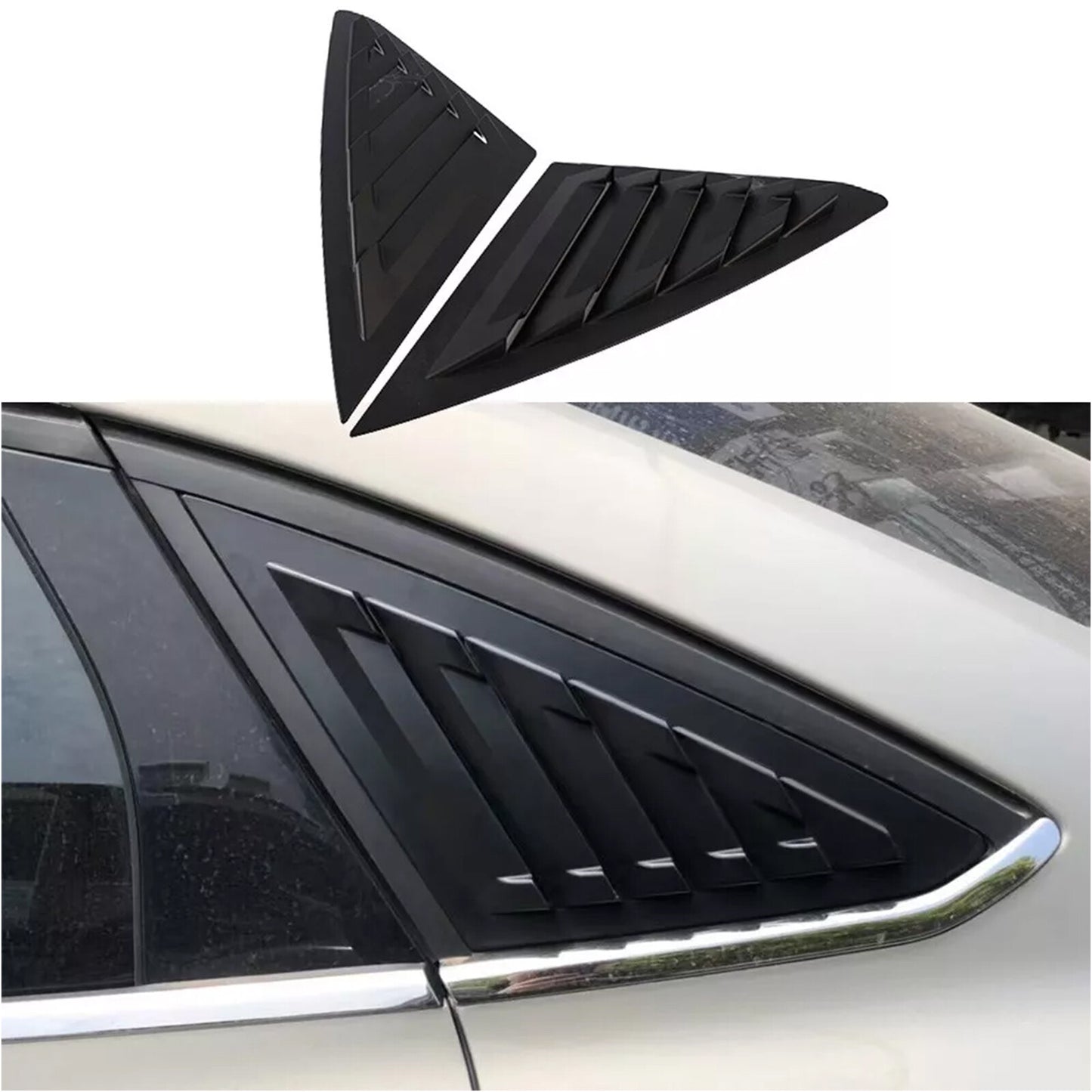 Side Window Louver Shutter Cover Trim Matte Black for Ford Focus Sedan 2012-20
