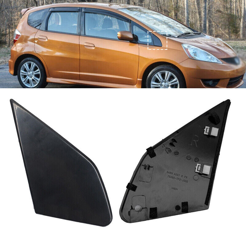 Front Door Garnish Window Glass Plate Trim Cap 2pcs for Honda Fit 2009-2013