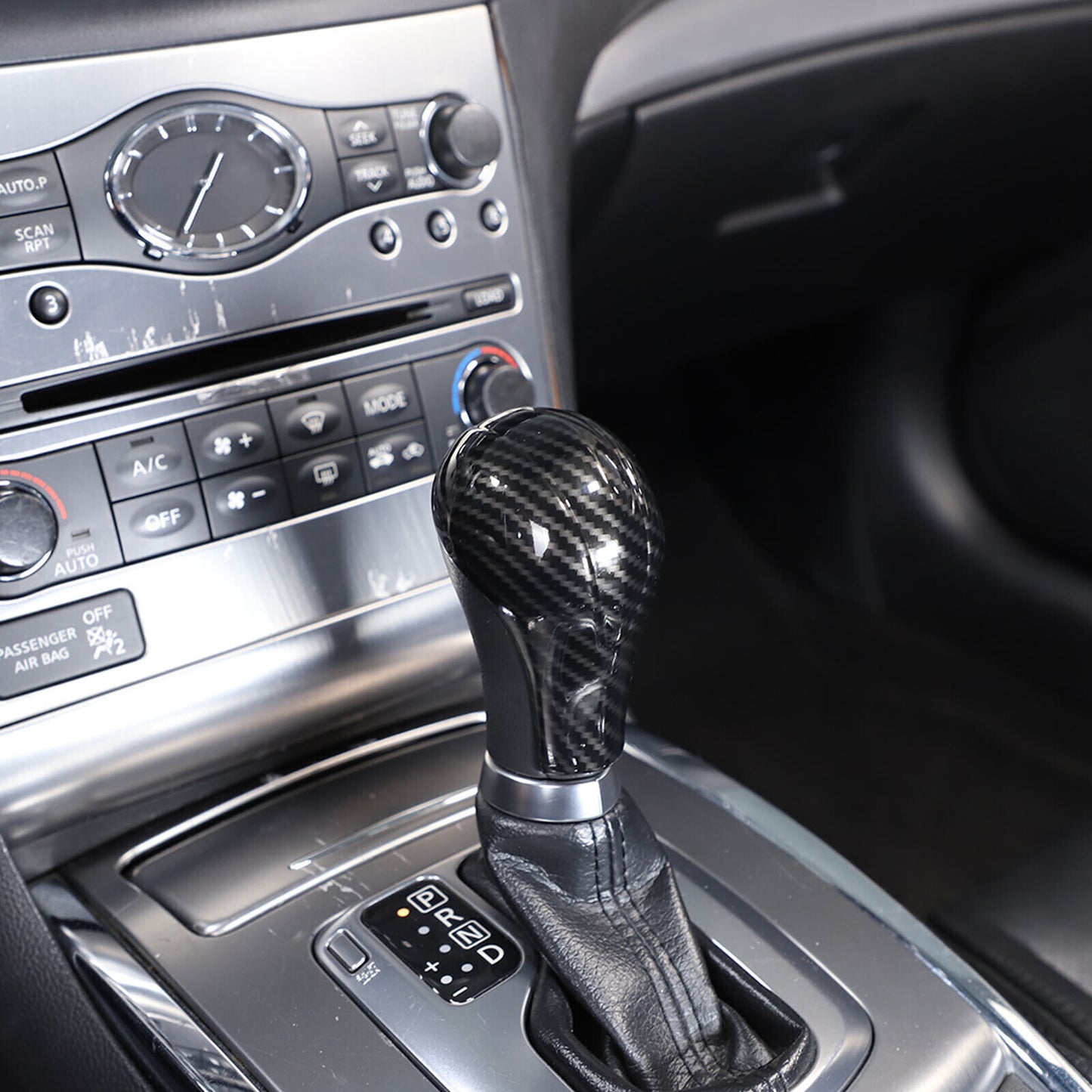ABS Carbon Fiber Gear Shift Knob Trim Cover for Infiniti G25 G35 G37 2007-2013