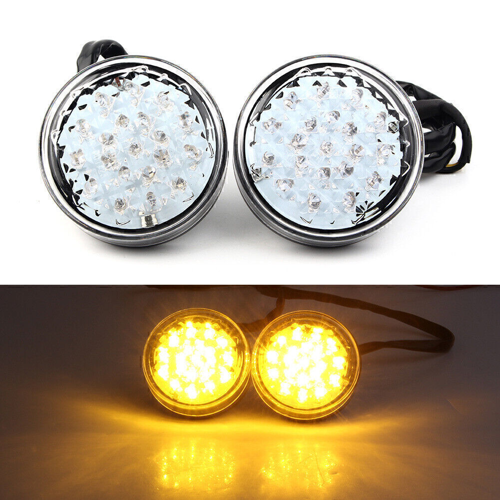 12V LED Round Smoke Turn Signal Indicator Blinker Amber Light