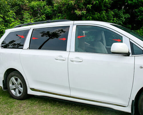 Silver stainless Outside Window BC-Pillar Panel Trim for Toyota for Sienna 2011-2019
