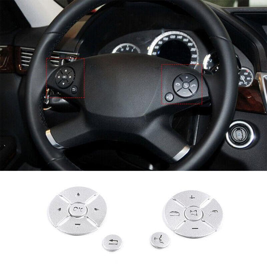 for Benz E-Class W212 2010-2013 Silver Aluminum Steering Wheel Switch Cover Trim