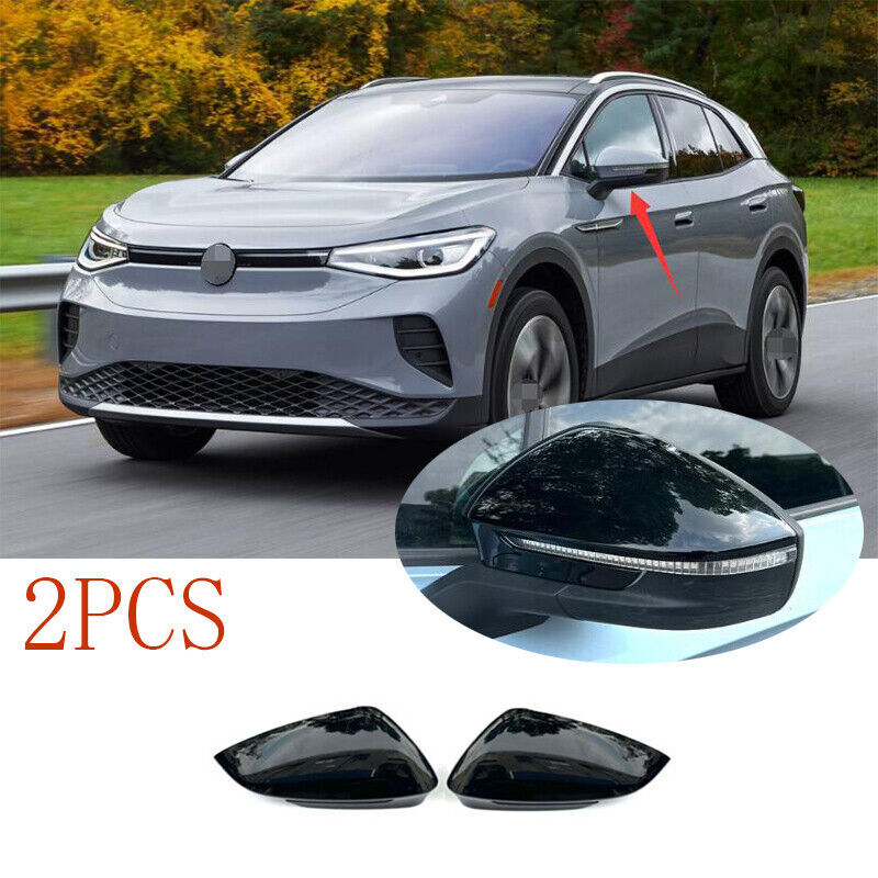 Glossy Black Car Rearview Mirror Cover Trim Decor for Volkswagen ID.4 2021-2023