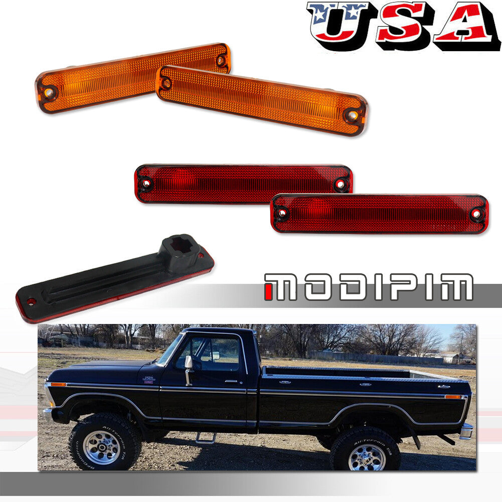 Amber-red front and rear marker light housings suitable for 75-83 for Ford E-100 Econoline