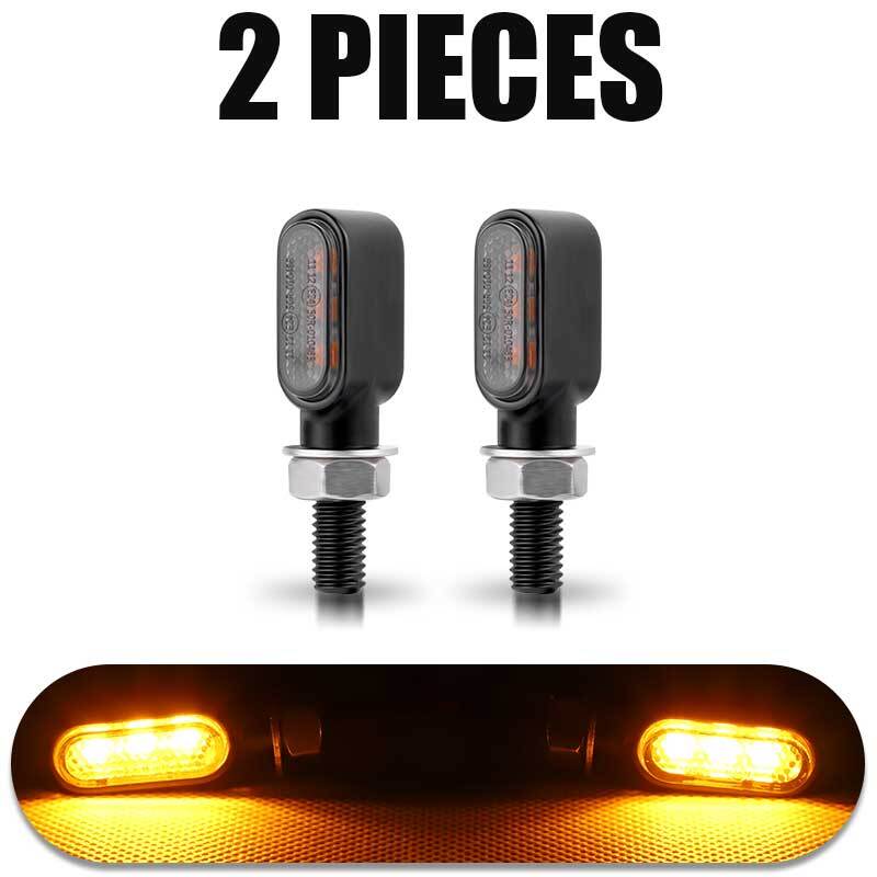 2x Black for Mini Motorcycle LED Turn Signal Indicator Light Amber Blinker for Honda