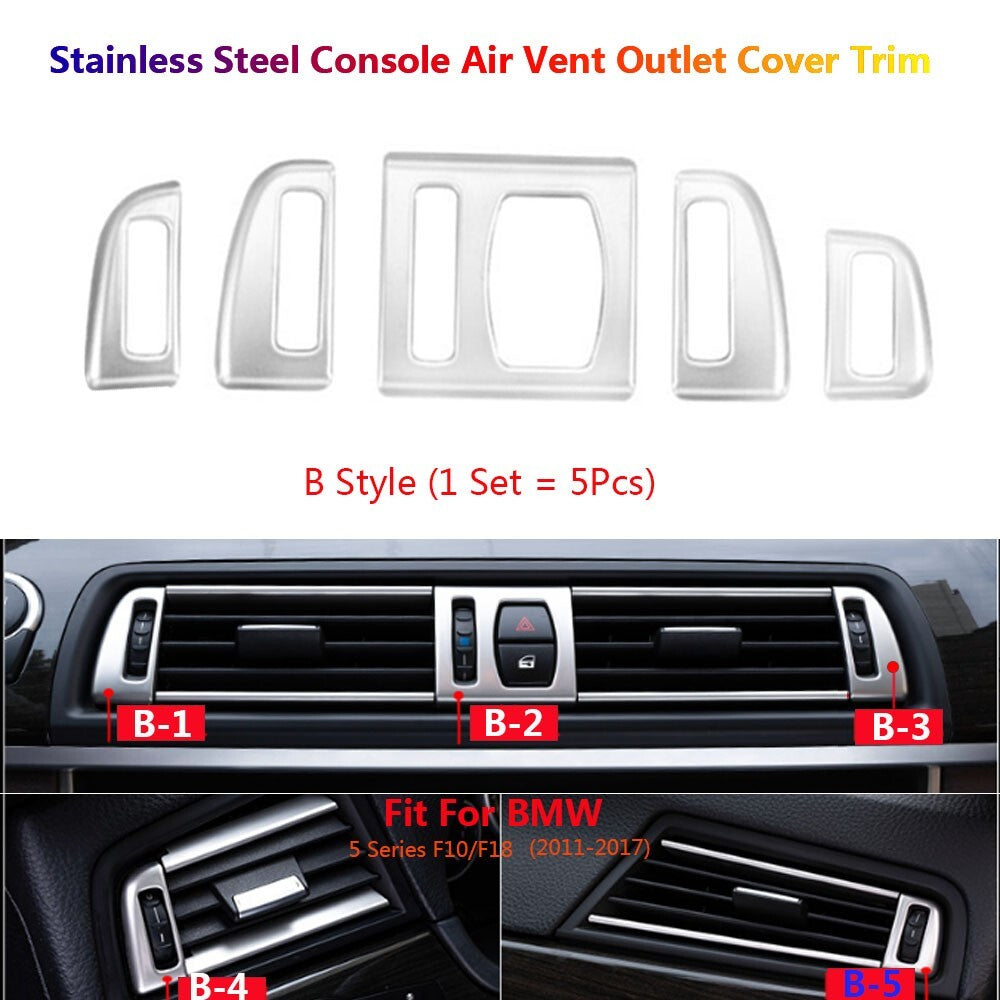 5x Stainless for BMW 5 Series F10 Car Center Console Air Vent Outlet Cover Trims