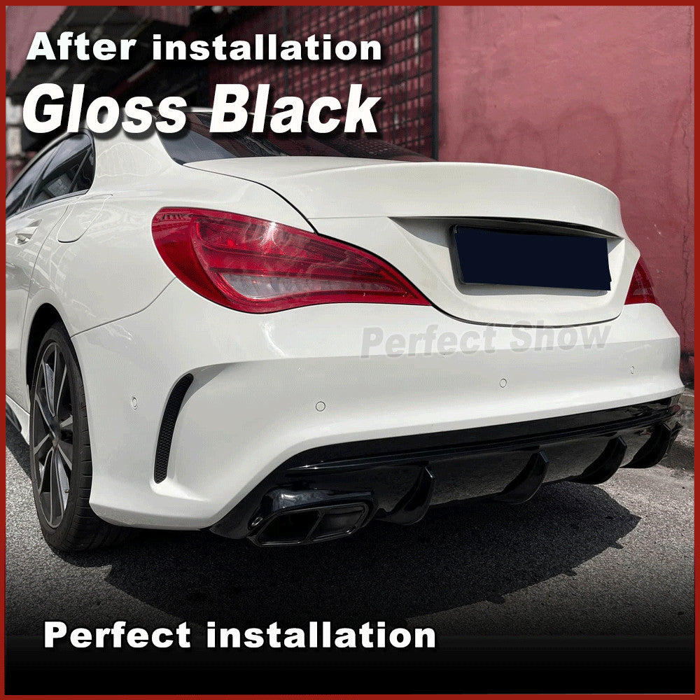 PP Rear Bumper Diffuser W/ Tailpipe Muffller for Benz C117 CLA250 CLA45 13-15