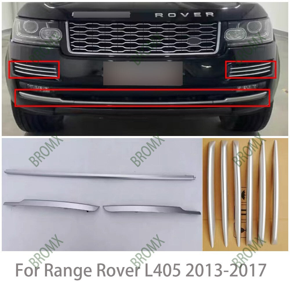 Front Bumper Protector Strip+Vents Cover Trim Fit for Range Rover L405 2013-2017