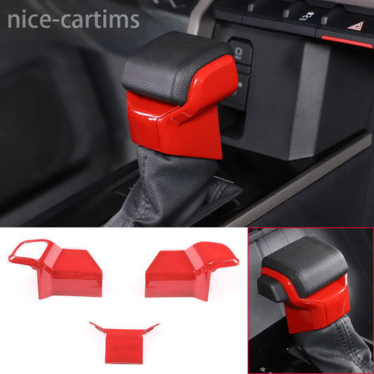 3¡ÁRed ABS Gear Shift Knob Head Panel Cover For Toyot@ Tundr@ / Sequoia 2022-2023