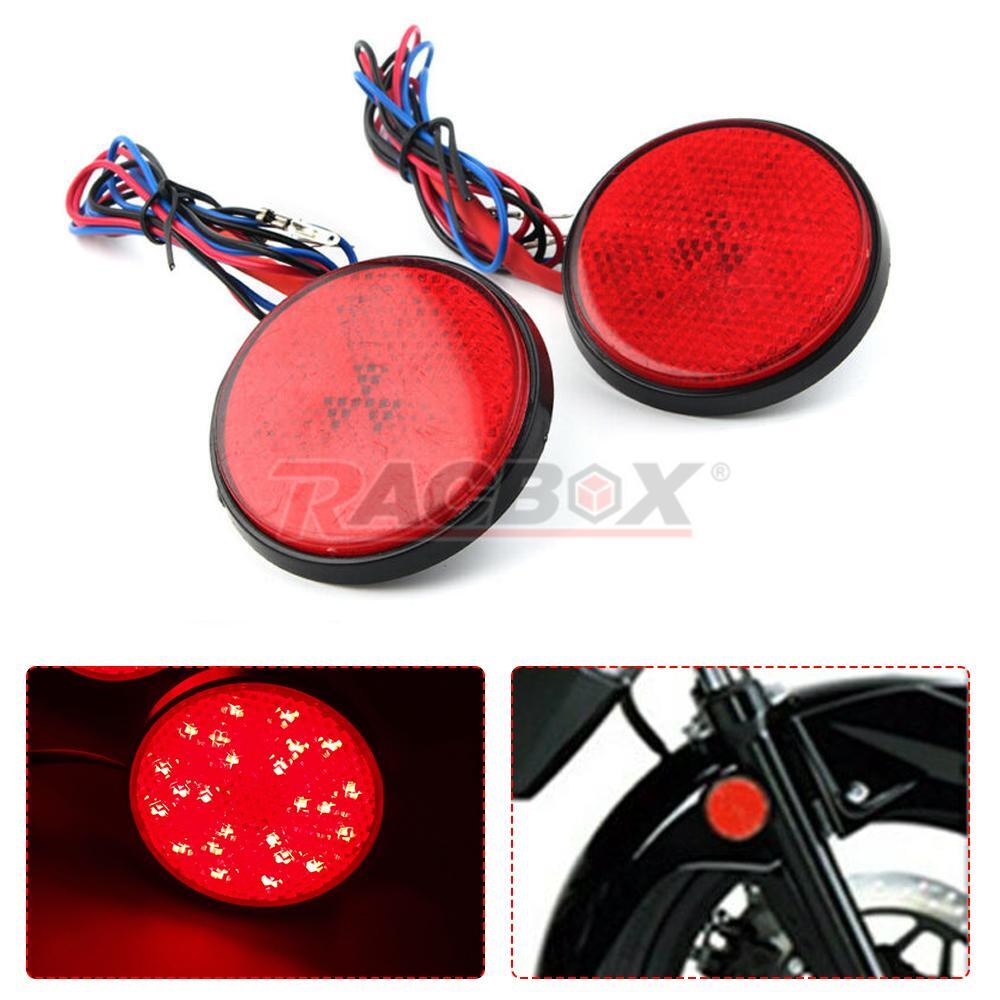 2X Car Motorcycle Red Reflector Round 24 LED Brake Turn Signal Tail Stop Light