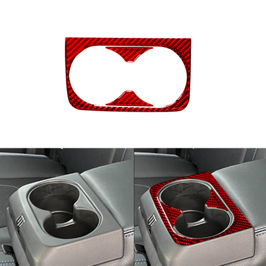 3X Red Carbon Fiber Rear Armrest Cup Holder Cover Trim for Ford Ranger 2019-2022
