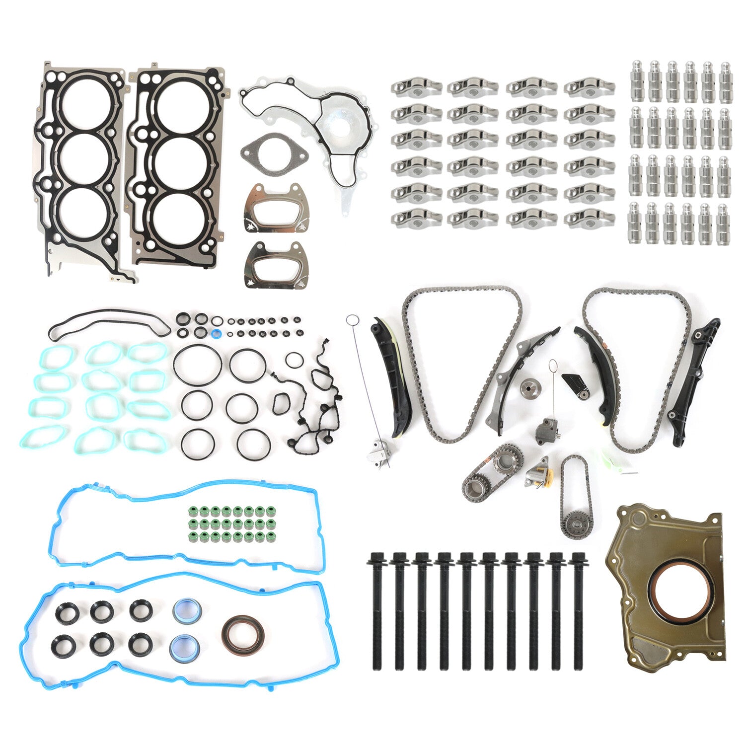 Head Gasket Rocker Lifters Timing Chain Kit For 2011-15 for Chrysler for Dodge for Jeep 3.6L