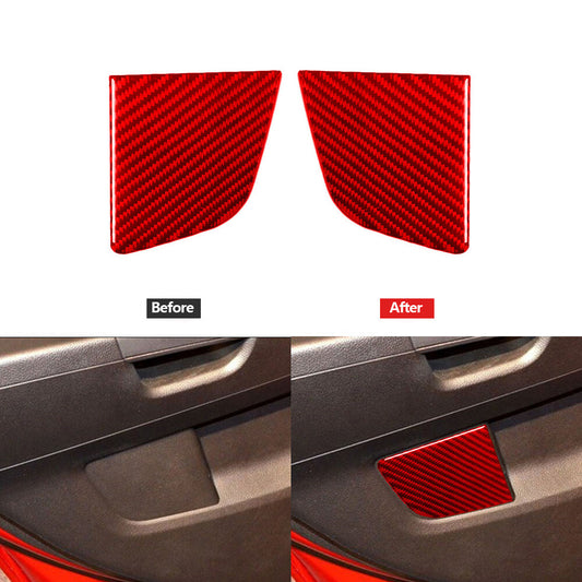 2Pcs Red Carbon Fiber Rear Door Pillars Trim Cover for Chevrolet Sonic 2012-2016
