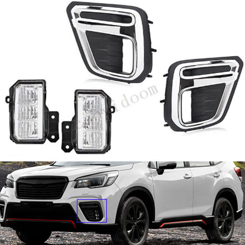 1 Pair Front Fog Light Driving Lamps with Covers for Subaru Forester 2019-2021