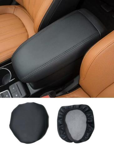 Black leather console armrest box panel cover trim for Toyota RAV4 2019-2024