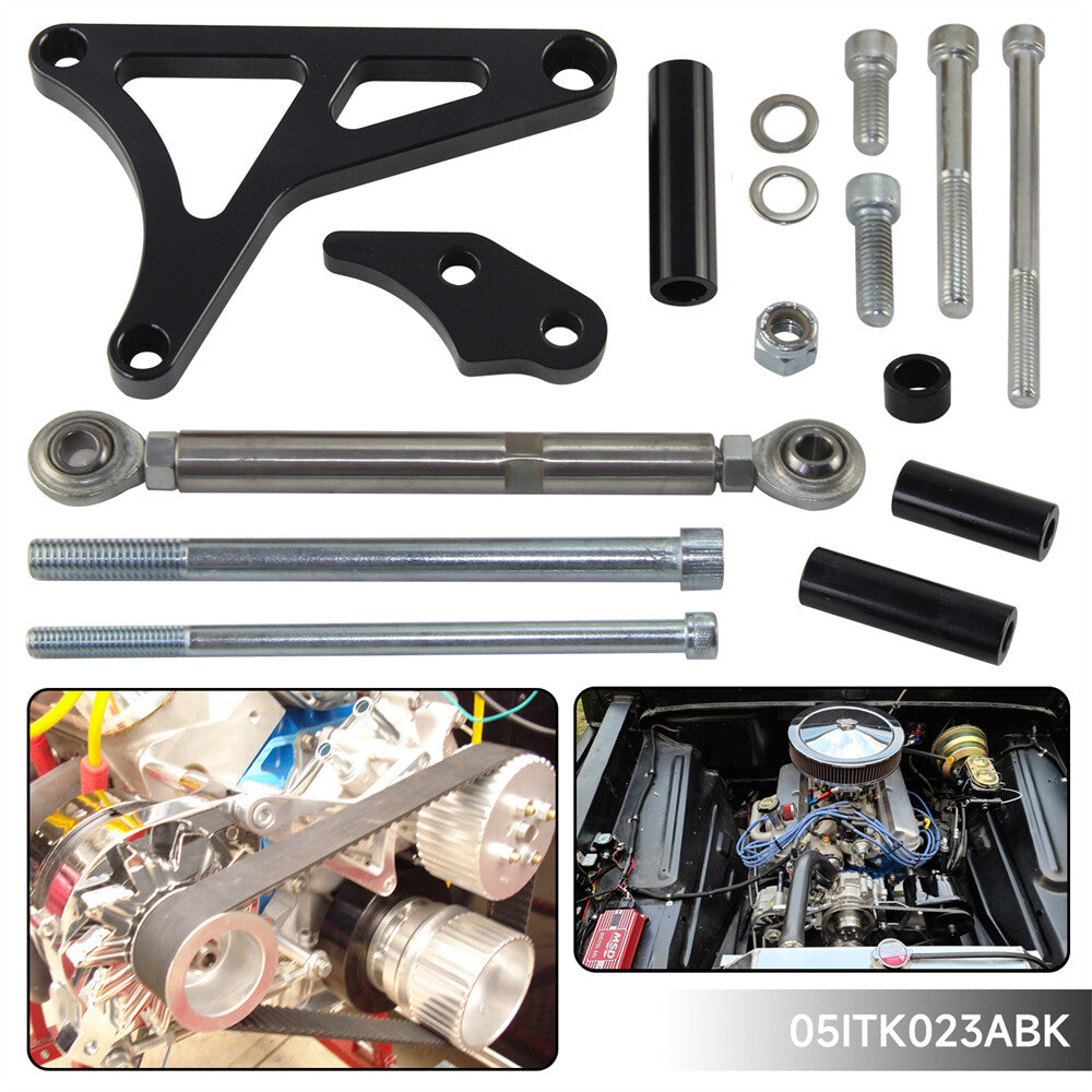 For SB Small Block for Ford 260 289 302 Billet Aluminum Alternator Bracket Kit Black