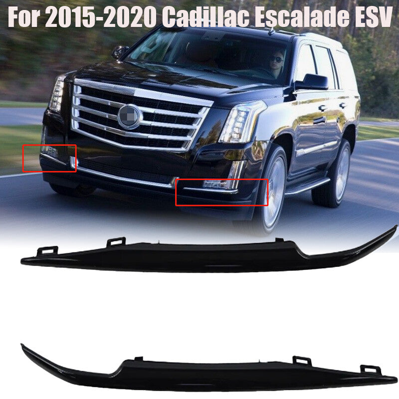 Gloss Black Front Bumper Trim Set For 2015-2020 for Cadillac for Escalade ESV