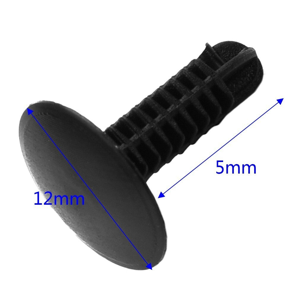 50 Pcs 4x5x12mm Cars Black Plastic Rivets Retainer Clips for Car Bumper Fender