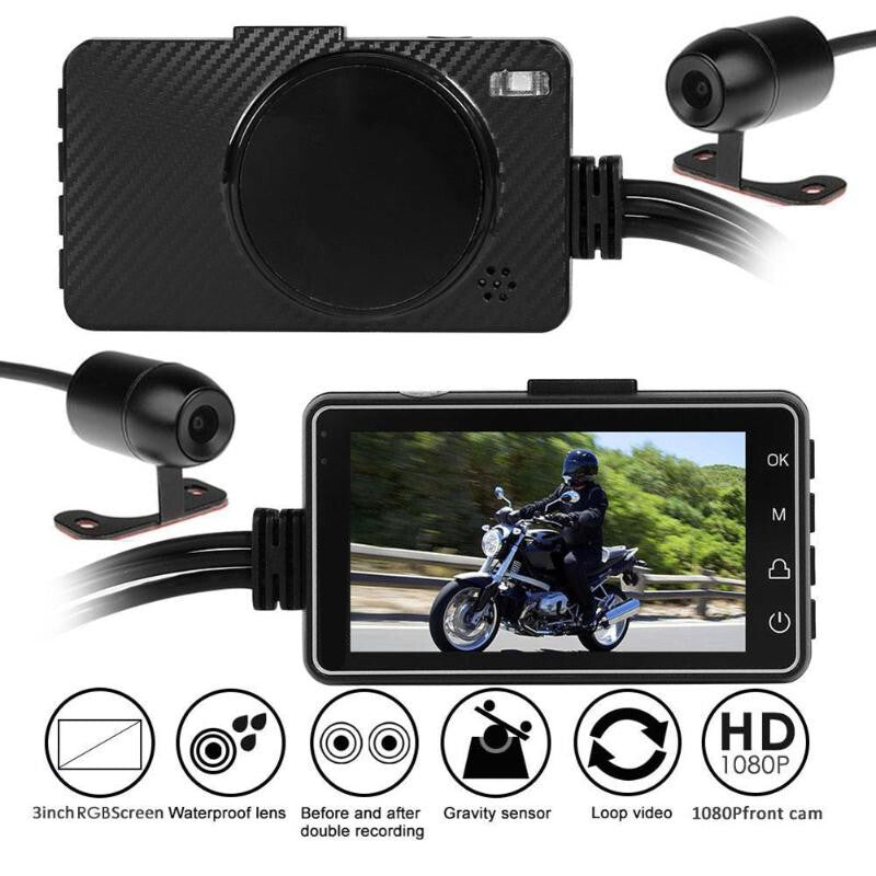 Motorcycle DVR Dash Camera Display Dual Channel Dash Cam View Driving Recorder