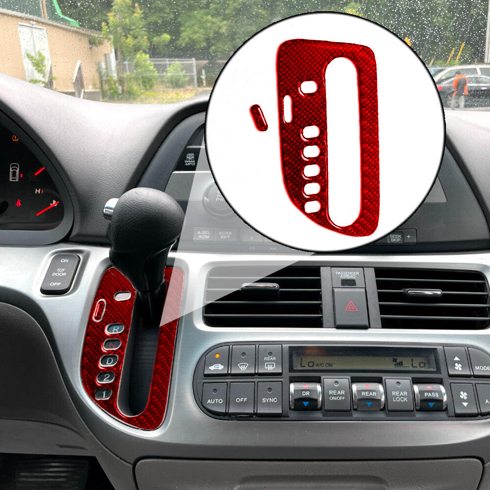 2x Red Carbon Fiber Interior Gear Shift Panel Cover Trim for Honda Odyssey 05-10