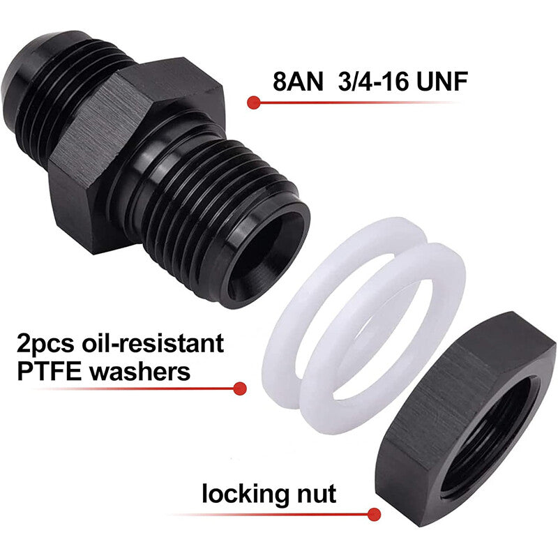 1-piece male connector 8AN bulk head fuel cell accessory adapter aluminum straight-line