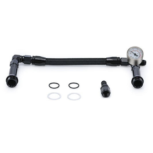 Aluminum For Holley 4150 Double Pumper Black Fuel Line Anodized w/ White Gauge