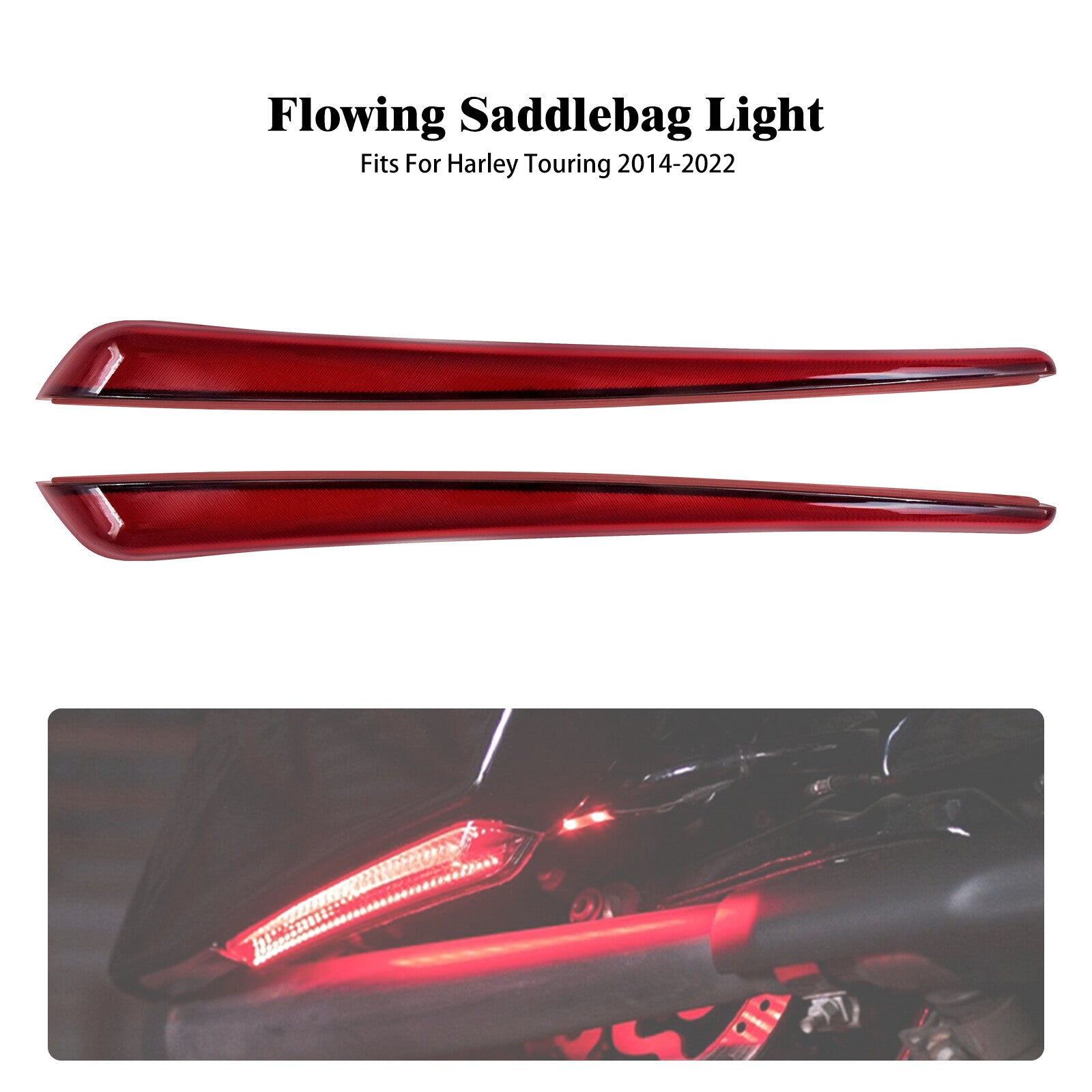 Red Saddlebag Extended LED Brake Turn Signal Light for Harley Electra Road Glide