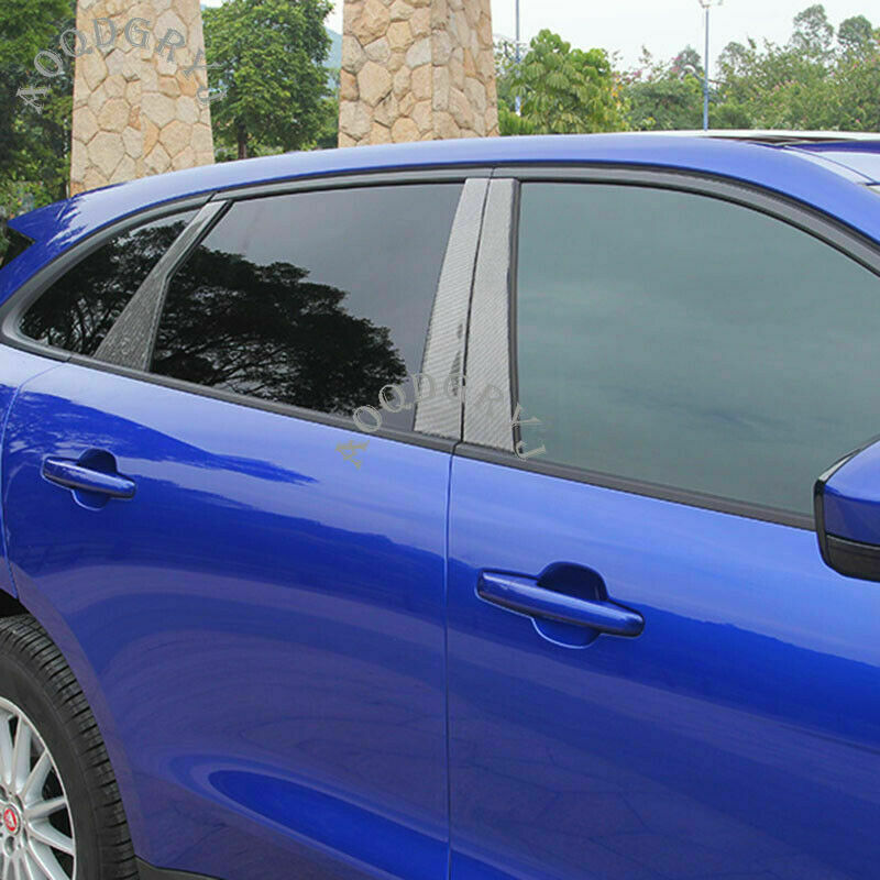 PC Carbon Fiber Side Window Pillar Posts Cover Trim for Jaguar F-PACE 2016-2020
