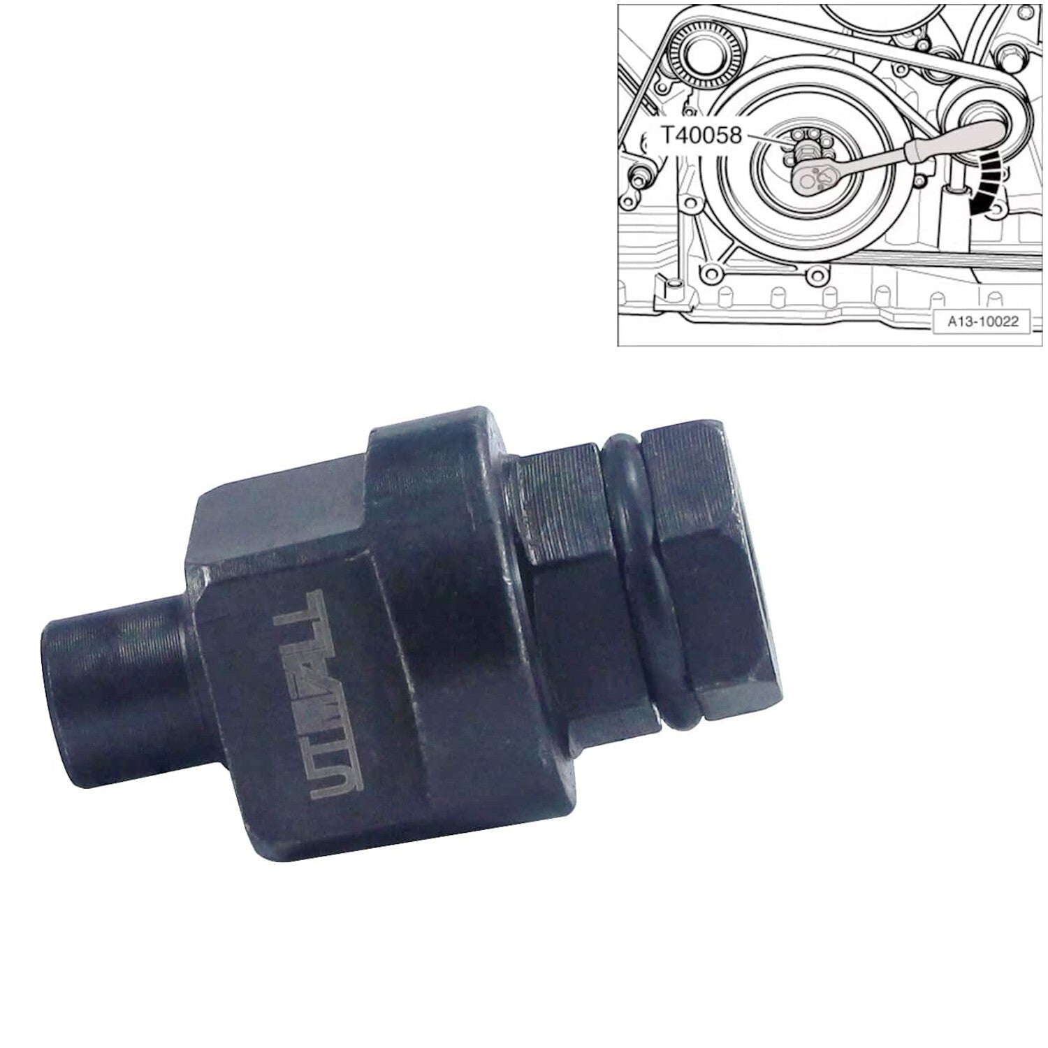 T40058 Crankshaft Rotary Socket Tool is suitable for Audi 6 Cylinder, 2.4L and 3.2L FSI, A6, for A8