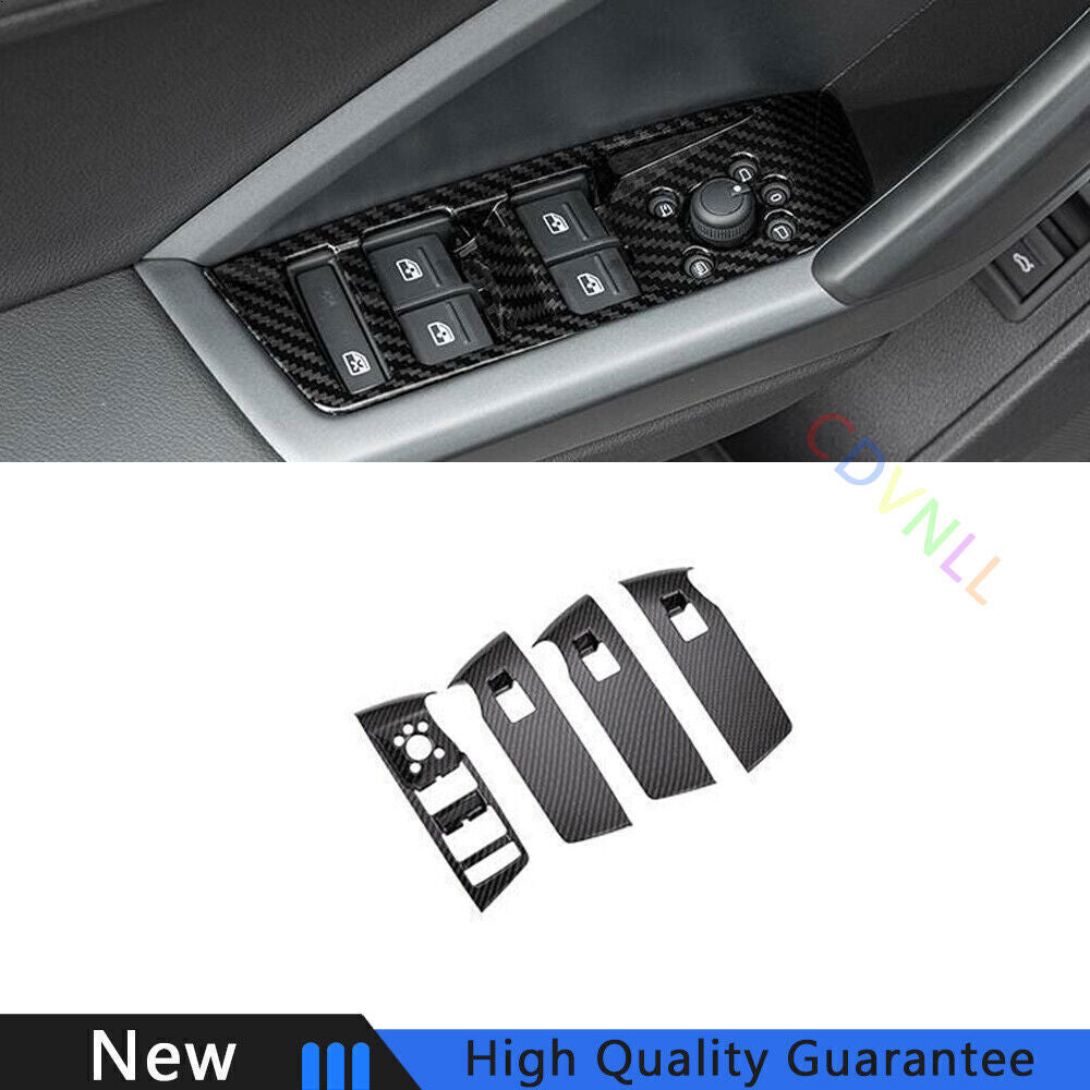 Fit for Audi Q3 2019-24 Carbon Fiber Inner Window Lock Lift Panel Frame Trim 4P
