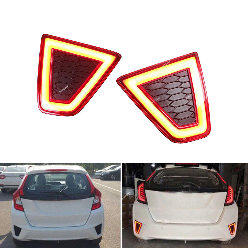 Pair Rear Bumper Reflector Light LED Brake Lamp Fit for Honda Jazz/Fit 2014-2015