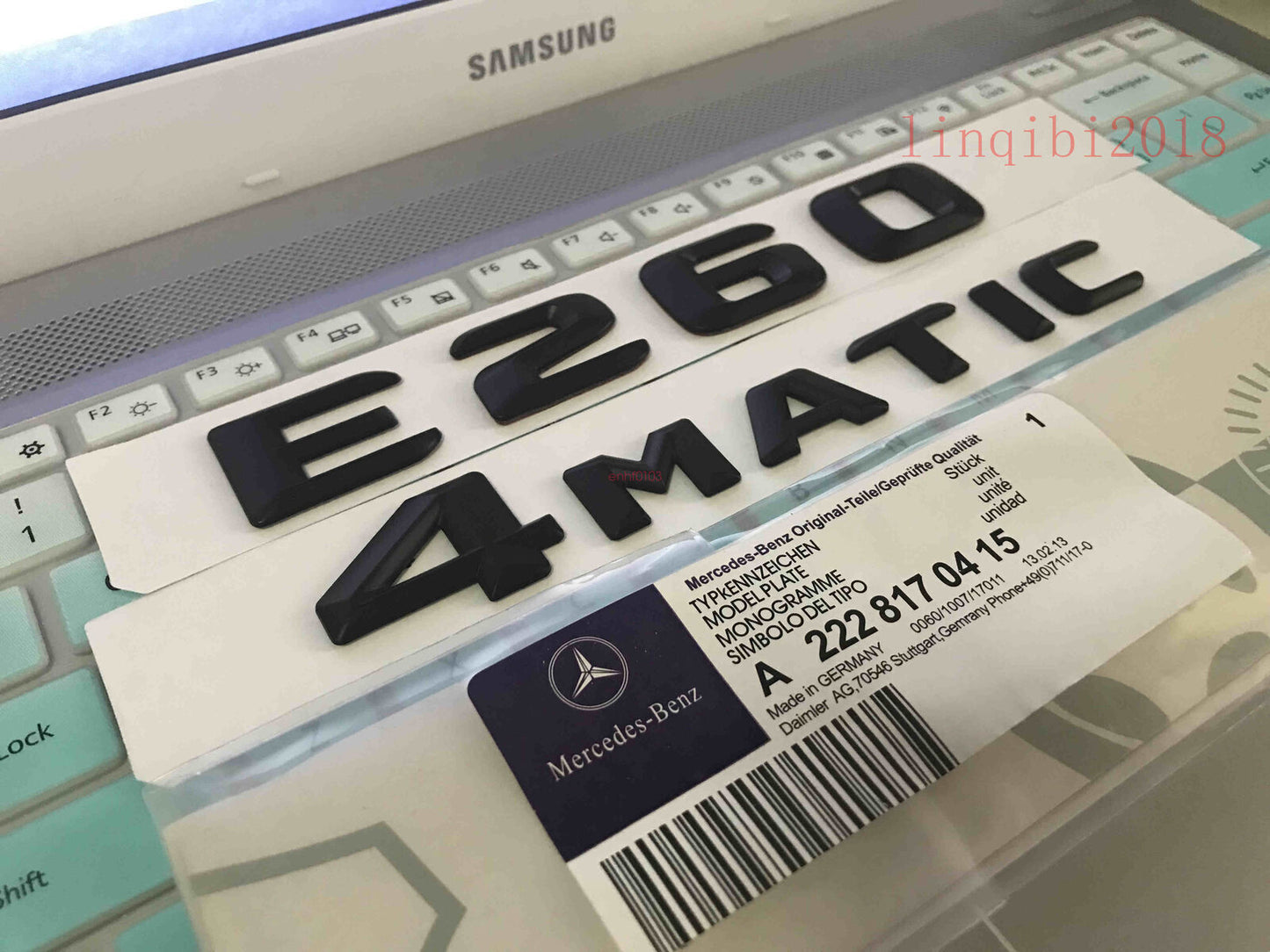 Matt black E260 + 4 MATIC Letters Trunk Emblem Badge Sticker for AMG