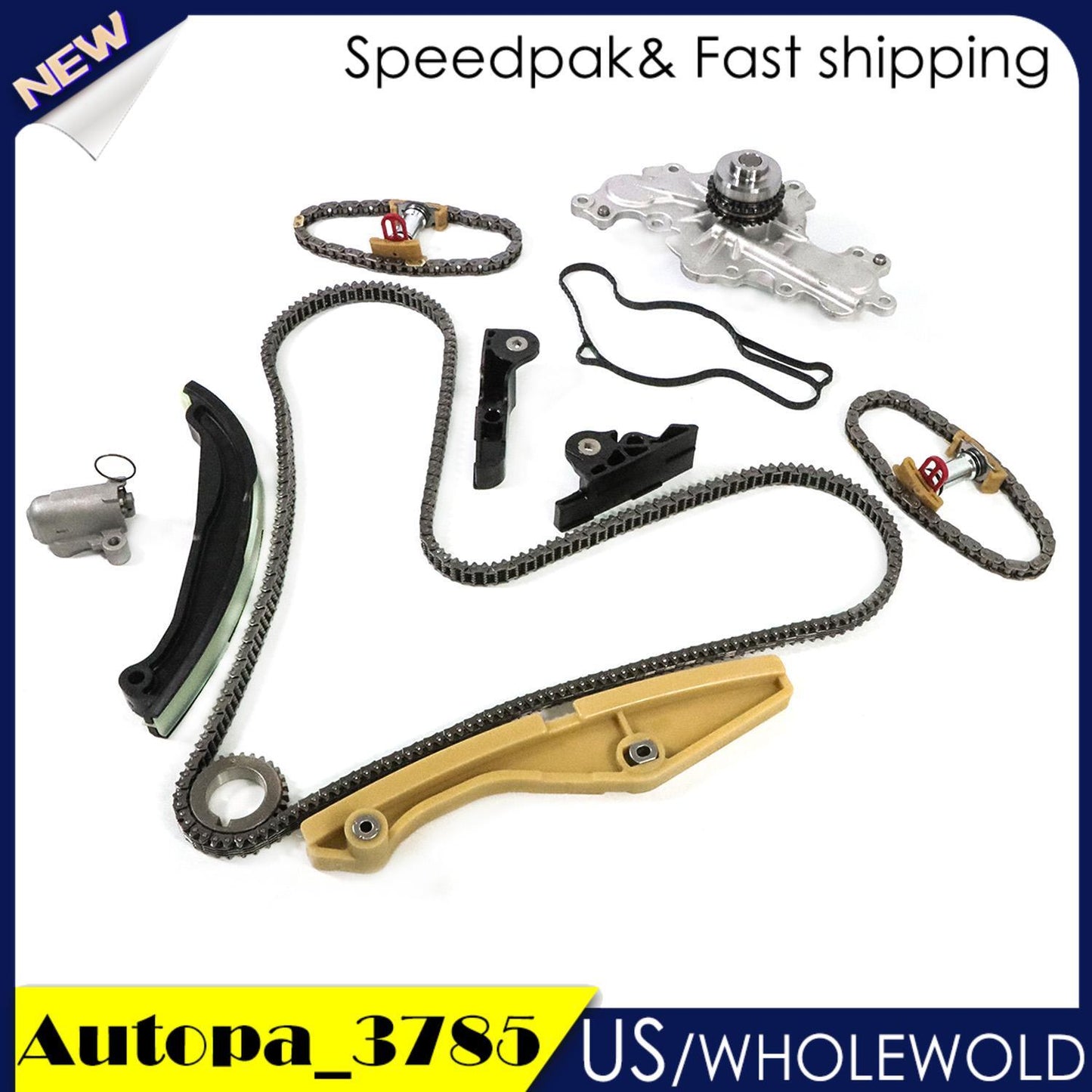 Timing Chain Kit Water Pump For 3.5L 3.7L for Ford Edge Taurus for Lincoln MKS MKX 13-17
