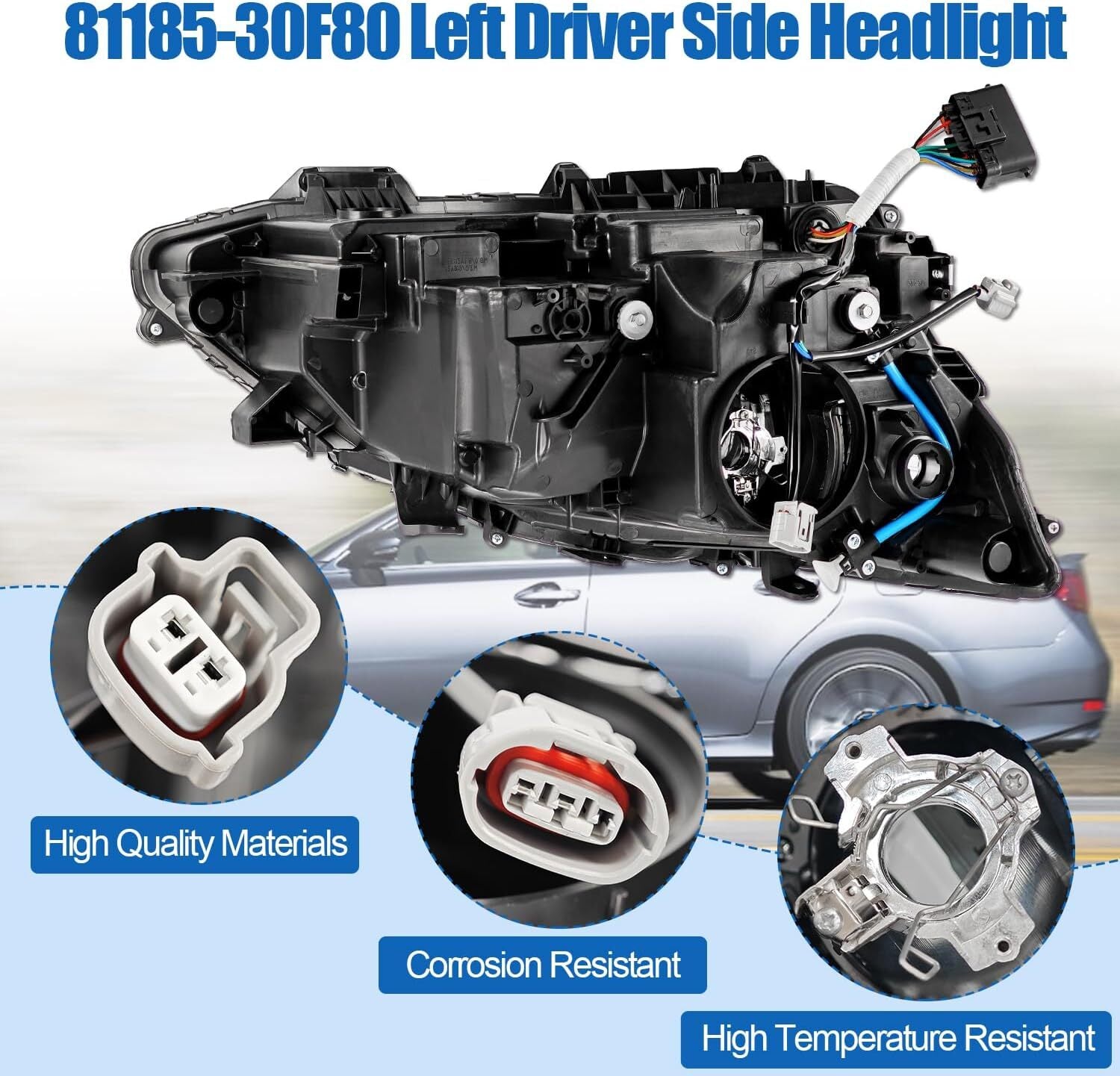 Driver Side LH HID Headlights for 2013-2015 for Lexus GS350 GS450h LED DRL Projector