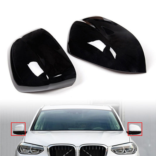 Rearview Mirrors Cap Cover Fit for BMW X3 X4 G02 G01 2018-2022 Gloss Black 2PCS