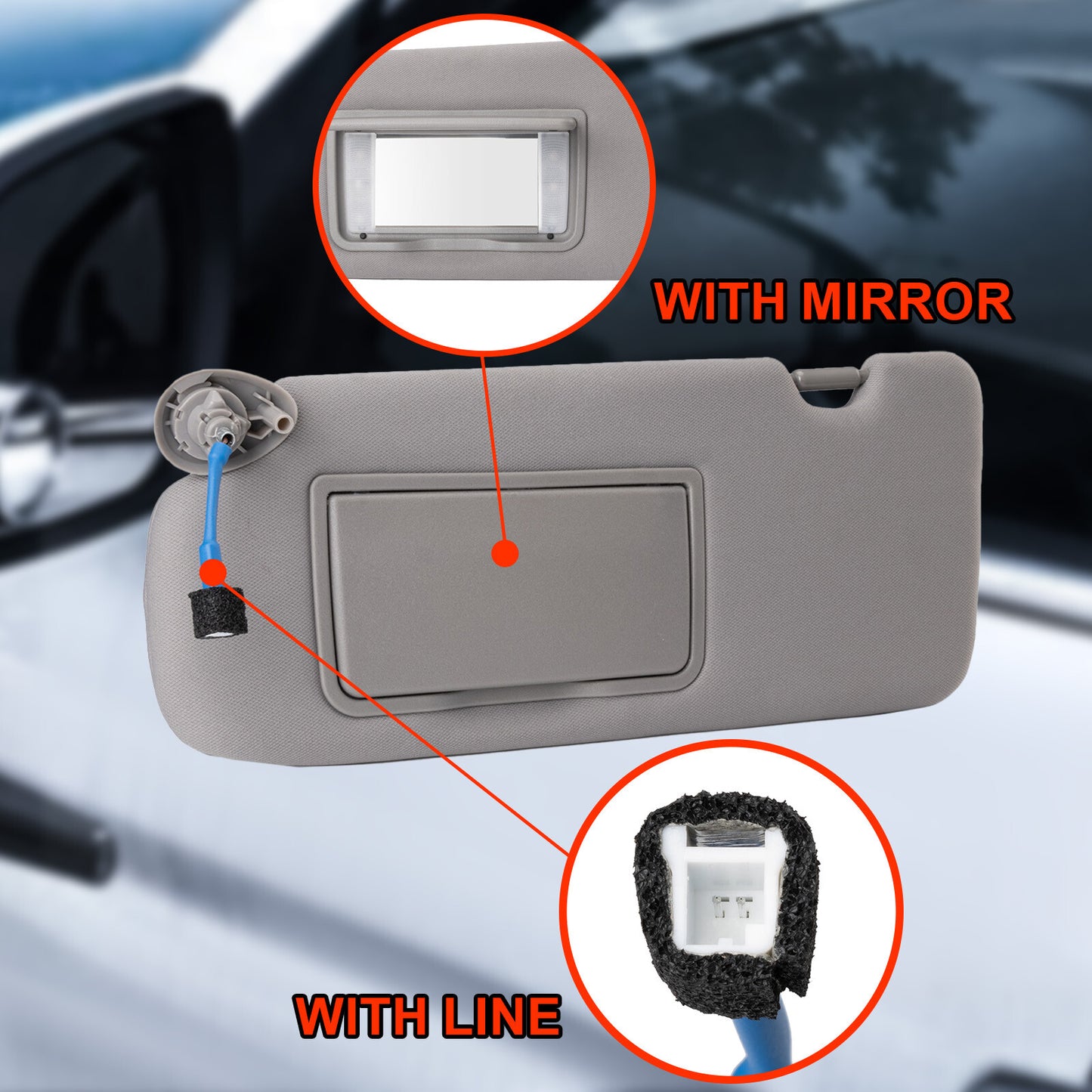 Gray driver's side sun visor with mirrored light suitable for 2017-2022 for Honda CR-V/CR-V