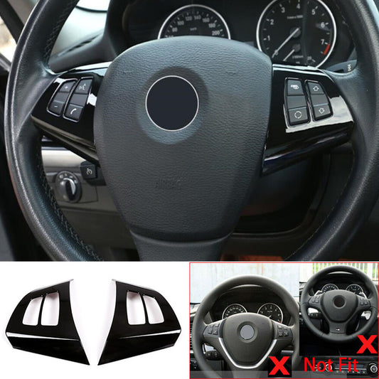 Gloss Black ABS Inner Steering Wheel Button Trim for BMW X5 E70 X6 E71 2008-2013