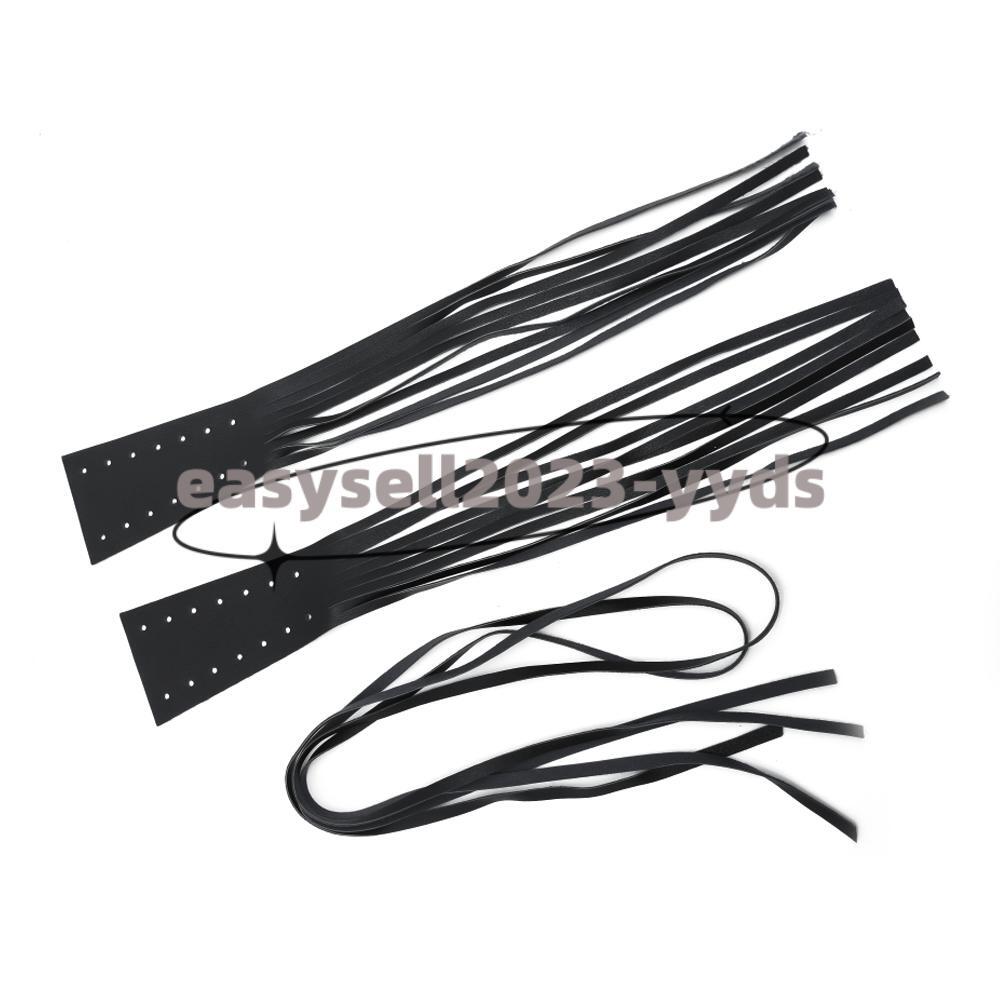 Black PU Leather Motorcycle Handle Bar Long Tassel Fringe Grip Cover Universal